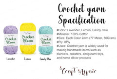 Craft Affair | Crochet Bloom Cotton Yarn 8ply (Each Color 2mm, 77Meter, 50Gram) 100% Pure Cotton | for Knitting Yarn | Craft & DIY Project: Grey, Pink, Off White