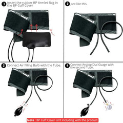 VATS BP Cuff Replacement Kit with Bladder, Valve & Bulb, Universal Arm Cuff for Manual, LCD & LED Blood Pressure Monitors, Sphygmomanometer Armlet, Black
