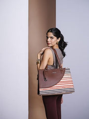 ZOUK Office Essential Bag | Jute | Vegan Leather Handcrafted Tote Bag With Double Handle Shoulder Strap | Bristel