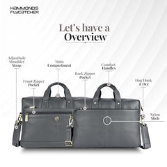 HAMMONDS FLYCATCHER Genuine Leather Office Bag for Men - 15.6 Inch Laptop Bag for Men, Adjustable Strap, Multi Compartments - Ideal for Office, Travel, Daily Use - 1 Year Warranty - Brown