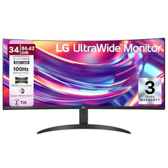LG 34U640B Smartchoice 86 cm (34 Inch) 21:9 UltraWide WQHD (3440x1440) Curved Monitor(1800R), 144Hz, sRGB 99%, HDR10, Anti-Glare, HDMI X 2, DP, USB-C (PD 65W), PBP, PIP, Tilt/Height Adjustable Stand