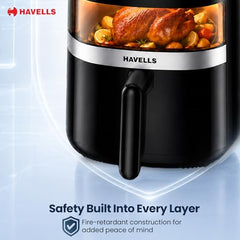 Havells Prolife Stellar Chef Smartchoice Air Fryer 5.5 Ltr|1500 Watts|See Through Window|Aerocrisp Tech: Rapid air circulation in every direction|Non Stick Silicon Coated Basket|2 Year Brand Warranty