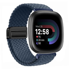 KEYSJEFF Nylon Watch Strap Compatible with Fitbit Versa 3/Versa 4/Fitbit Sense/Sense 2 Braided Elastics Sport Watch Band Adjustable Magnetic Buckle Straps Women Men (Not Include Watch) (Cowboy Colorful)