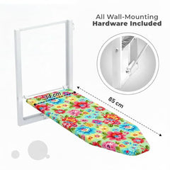 CIPLA PLAST Wall Mount Ironing Table/Board | Space-Saving & Foldable Mechanism | Wooden Surface | DIY Assembly | Easy-Release Lever, Removable Cotton Cover & Mounting Hardware | 85X34 CMS