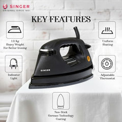 SINGER STEAMINATOR 8 Bar 2600 W Steam Generator Iron | 100 g/min Continuous Steam | 1.5L Water Tank | Ceramic Soleplate | Vertical Steam | Auto Shut-Off | Heavy Duty | ISI Certified | 2 Years Warranty