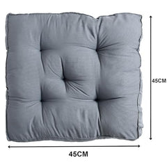 Kuber Industries Pack of 2 Square Chair Pad/Cushion|Quilted Microfiber Fabric & Solid Color|Soft & Comfortable Sitting|Size 45 x 45 x 7 CM (Grey)