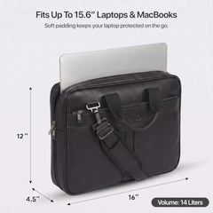 RIONTO Elite Vegan Leather Laptop Bags for Men Office Use | Upto 15.6 inch | Expandable Bottom | Mobile & Pen Compartment with Multiple Organizers | Professional Office Bag for Man & Women - Tan