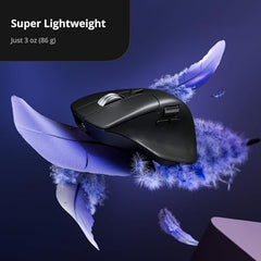 Keychron M6 Silent Wireless Gaming Mouse, 1000Hz Polling, Bluetooth 5.3/2.4GHz/Wired, PixArt 3311 Optical Sensor up to 12,000 DPI, Lightweight 3.03 oz(86g), Programmable, for Windows/Mac/Linux – Black