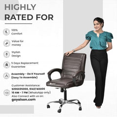 GOYALSON Ergonomic Revolving Office Home Swivel Desk Chair with Adjustable Height Smooth Moving (2, Black, Standard)