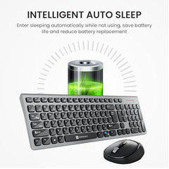 Portronics Key2 Combo Wireless Keyboard and Mouse Set,with 2.4 GHz USB Receiver,Silent Keystrokes,1200 DPI Optical Tracking,Compact Design,Multimedia Keys for PC,Laptop & USB Supported Devices(Grey)