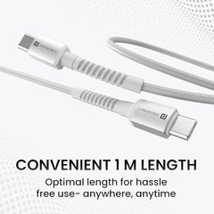 Portronics Konnect X 60W Type C to Type C Unbreakable Nylon Braided Cable, 1M Fast Charging Cable for iPhone 15 series, iPad, Samsung Galaxy & other Type C Devices(Black)
