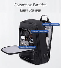 Arctic Hunter Travel Backpack 180° Opening Clothing Pocket 17-inch Laptop Compartment 41L Expandable Design 3 in 1 Convertable Bag Water-resistant Multiple Pockets USB Charging Port