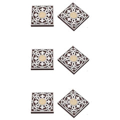 eCraftIndia Wooden Floral Printing Block Decorative Tea Light Candle Holders (Set of 12, Green White) Diwali Christmas Decorations Items for Home Office Christmas Gifts for Women Men Family Friend