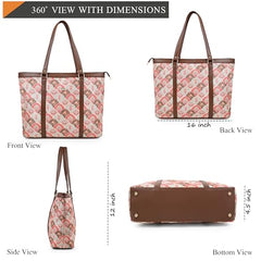 ADISA Women's Office Laptop Handbag Large Printed Shoulder Bag (ADW4087-BLA-ORA)