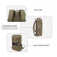 F Gear Dune Dark Beige 18L Premium Canvas Laptop Backpack|Water-Resistant, Office & College Bag, 1 Compartment, 1 Pocket, Padded Laptop & Tablet Sleeves Fits Upto 17 Inch Laptop|Men & Women