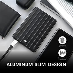 SP Silicon Power 2Tb Portable Ssd, USB-C, Aluminum Case USB 3.2 Gen 2 Type-C External Solid State Drive, Up to 520Mb/S, Bolt B75 Pro Series