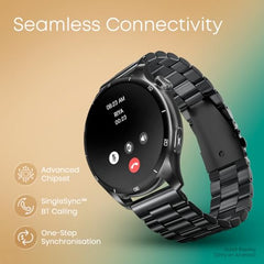 Fastrack MYND 1.93” AMOLED Display Smart Watch for Men & Women with AI Watch Faces,AI Chat,Offline Voice Commands,Curved Metallic Design,Functional Crown,BT Calling, Health Suite,100+ multisport modes