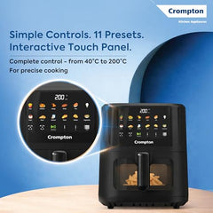 Crompton Ameo Edge 5L Digital Air Fryer, NutriGuard Technology, 10 Preset Menus, Interactive Digital Display, SilentPro Technology, Edge-to-Edge Design,1 Year Warranty (ACGAF-AMEO EDGE 5L)