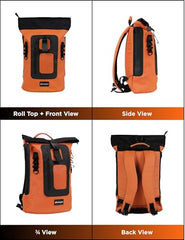 CarryPro MOJO V2.0-20L Everyday Laptop Backpack, Fits Up to 15.6 Inch Roll Top Laptop Bag for Office, College & Travel, Water Resistant Fabric, Ultra Lightweight Bag, 1 Year Warranty - Hot Orange