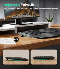 Nulea RT07B Wireless Ergonomic Keyboard, A-Silver Black Split Keyboard, Wrist Rest, Bluetooth and USB Connectivity, USB-C Rechargeable, Compatible with Windows Mac