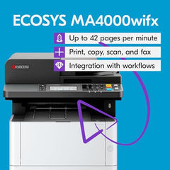 KYOCERA ECOSYS MA4000wifx All-in-One Monochrome Laser Printer, 42ppm
