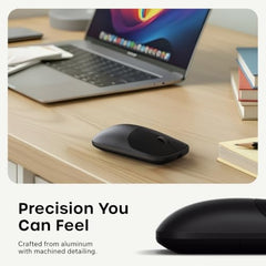 SATECHI Slim EX Wireless Mouse, Bluetooth & 2.4 GHz, Quiet Clicks, Silver