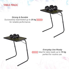 TABLE MAGIC- BADE Multipurpose Laptop Table Mat Finish - Adjustable, Foldable, Portable, Engineered Wood Top with Footrest, Top Size 60 * 45cm (Beige- Wenge)