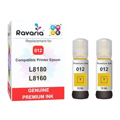 Ravaria 011 & 012 Compatible Refill Ink for Epson L8180 / L8160 Printer Compatible Ink Bottle for Epson 011/012 Ink Code (70 ml x C/M/Y/BK/PB/GY) Ink Bottle (011/012 Ink Set (6 Color))