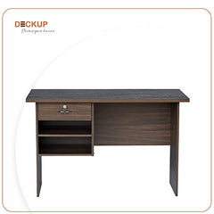 DeckUp Plank Giona Engineered Wood Study Table and Office Desk (Walnut and White, Matte Finish)