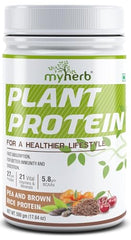 MYHERB Plant Protein Powder | Pea And Brown Rice Protein Powder | Vegan High Protein Powder | 27 gm Protien,21 Vital,6 gm BCCAs |Sugar Free|For Men,Women (500 g (Pack of 1), Chocolate)