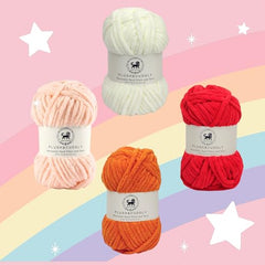 NESTNHAVEN , Plush & Cuddly Sets 2.0 , Chenille Yarn Supersoft Hand Knitting Wool Ball, set of 4 , 400 grams (1 Ball/100 Gram Each) Suitable for Craft, Babywear, Toys , Baby Blankets , 5 Bulky, Shades - NNHS 2.0 (Set 26 baby Pink , lilac , hot pink…