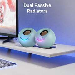 ZEBRONICS Blues 2.0 Computer Speakers, 8 Watts, 45° Elevated Drivers, Dual Passive Radiators, USB Powered, AUX, Volume Control Knob, RGB LED, for Laptops & Desktop (Black)