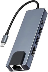 𝟏𝟓 𝐘𝐄𝐀𝐑𝐒 𝐖𝐀𝐑𝐑𝐀𝐍𝐓𝐘 New Version USB-C Hub, 5-in-1 Multiport Adapter with HDMI, USB 3.0 Ports, RJ45 Ethernet, Space Grey Aluminium Docking Station