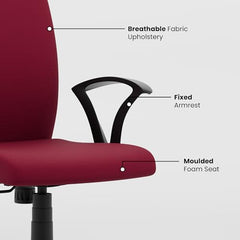 Green Soul Seoul X Office Chair, Mid Back Fabric Ergonomic Home Office Desk Chair with Comfortable & Spacious Seat, Rocking-tilt Mechanism & Heavy Duty Metal Base (Black)