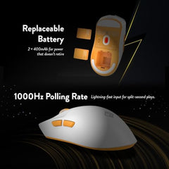 Cosmic Byte Aether Tri-Mode Wireless Gaming Mouse | 2.4GHz + Bluetooth + Wired | Pixart PAW3311 Sensor | 12000 DPI | 1000Hz Polling | 55g | 100M TTC Optical Switches | Replaceable Battery (Black)