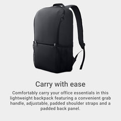 Dell EcoLoop Essential Laptop Backpack CP3724, 16in, 18L, Water Resistant | 400D Fabric, 100% Recycled Plastic, Dedicated Padded Laptop Sleeve, Daily Commute Ready
