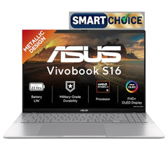 ASUS Vivobook S16 (2026),Smartchoice,AMD Ryzen AI 5 330,AMD Radeon iGPU,16GB RAM (Upgradeable),512GB SSD,FHD,OLED,16"(40 cm),Win 11,M365 Basic(1Y),Office 24,BFF Peachy,1.7 Kg,M3607KA-SH147WS,AI Laptop