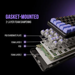 Kreo Hive 65 Wired Mechanical Gaming Keyboard | 65% Layout | Gasket Mount | Metal Volume Knob | Pre-Lubed Linear Switches | RGB Backlit | Type-C | Mac & Windows Mode