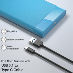 Sounce 2.5-Inch SATA to USB Type-C 3.1 External HDD/SSD Enclosure | 6Gbps UASP Speed | Tool-Free Design | Compatible with 7mm & 9.5mm Drives up to 6TB | Plug & Play | Shockproof Portable Case (Type C)
