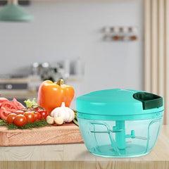 Cello Magic Hand Chopper XL | Multi Utility Chopper | 5 Stainless Steel Blades | Vegetable and Fruits chopper | 15 Cuts One Pull | (Chopper, Blade, Whipper) | 900 ml| Green