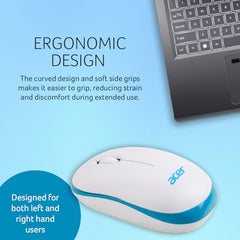 acer Flow Wireless Mouse | 1600 DPI Optical Sensor | 2.4GHz Wireless with USB Nano Receiver | Ergonomic Lightweight Design | Smooth Tracking for Laptop, PC & Mac – White/Green