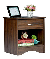 DeckUp Plank Bei Engineered Wood Bed Side Table and End Table (Walnut and White, Matte Finish)