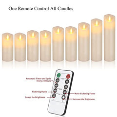 Flameless LED Pillar Candle Set of 2 | Acrylic Fiber Glass | Dancing Faux Wick | Remote Control with Battery Operated 3 AA | Home Décor & Gifting | 3" D x 6" H | Red