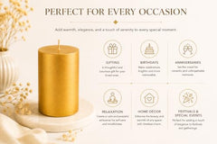 C Lal & Sons Silver Pillar Candle 2x2 Inch | Long Burning Decorative Wax Candle | 20H Burn Time | Unscented Candle for Home Décor, Wedding Decoration, Prayer, Meditation, Festivals & Romantic Ambience