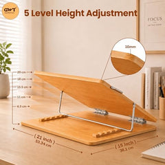 Premium Foldable Laptop Table with Adjustable Angle for Home, Study & Office Use (White, 15x21, Wooden)