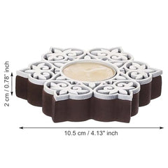 eCraftIndia Wooden Floral Printing Block Decorative Tea Light Candle Holders (Set of 12, Green White) Diwali Christmas Decorations Items for Home Office Christmas Gifts for Women Men Family Friend