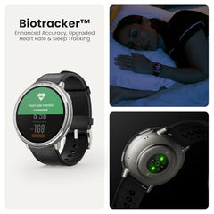 Amazfit Active 2 Premium Smartchoice 44mm Smart Watch, Sapphire Glass Display, Free Silicon Strap, Built in GPS, 10day Battery, 5ATM, iOS & Android, 2000 Nits, 160+ Sports Mode, Black Leather