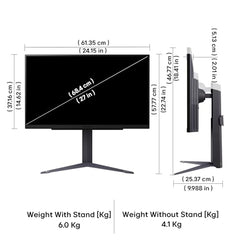 LG 27G610A 68.4 cm (27 Inch) Ultragear QHD (2560x1440) IPS Gaming Monitor, 1ms (GtG), 200Hz, sRGB 99%(Typ.), Anti-Glare, HDR10, AMD FreeSync™, DP, HDMI X 2, Tilt/Swivel/Height/Pivot Adjustable(Black)