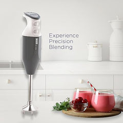 BOSS Genius Portable Hand Blender | 5 Years Warranty* | Powerful 275 Watts Motor | Chopper & Chutney Attachments | Variable Speed Control | Isi-Marked, Grey