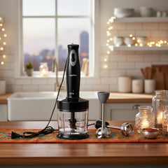 amazon basics Hand Blender,Chopper And Whisker,Super-Silent Dc Motor,100% Copper Motor,Ergonomic,Multi-Function,Stainless-Steel Blade,Detachable Stem,Click-Fit Locking(Stainless Steel,300 Watts)